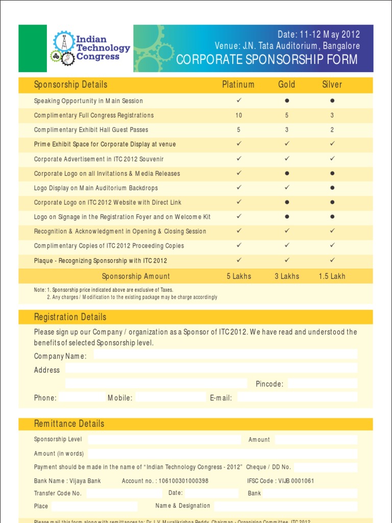 Corporate Sponsoshipr ITC Form | PDF | Business