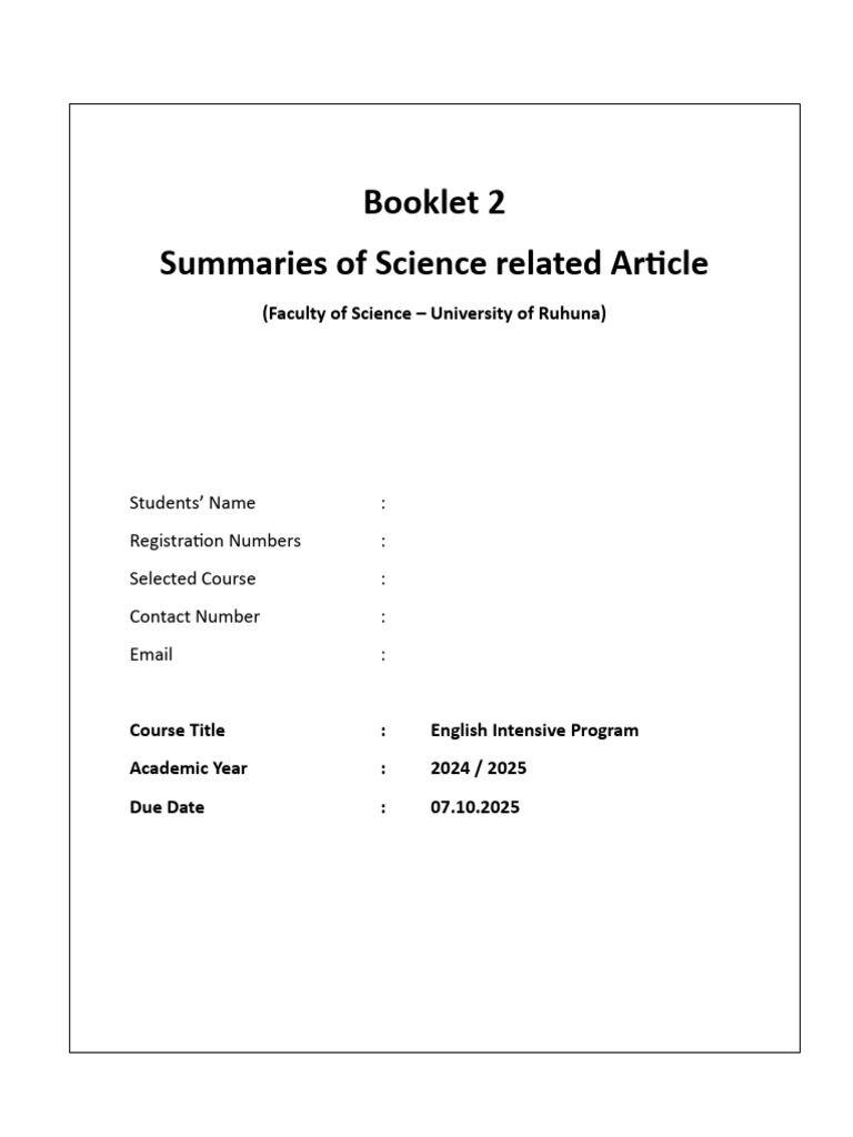 Cover Page For Booklet 2 | PDF