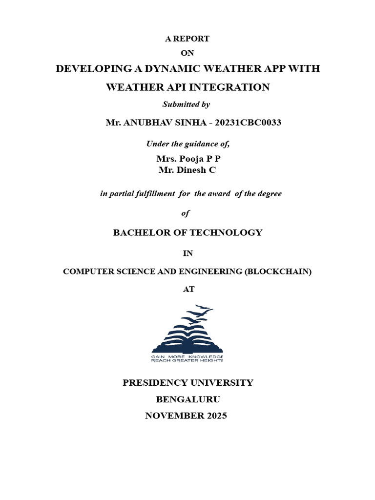 Dynamic Weather App Development Report | PDF | Java Script | World Wide Web