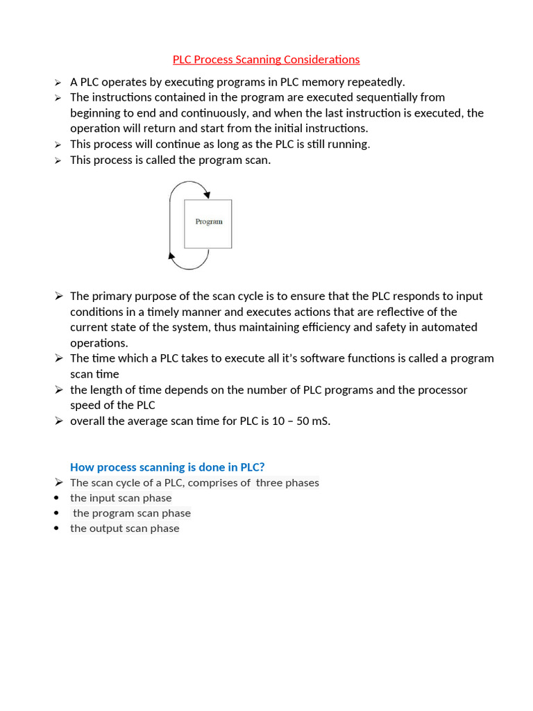 PLC Program Scan Cycle Explained | PDF | Programmable Logic Controller ...