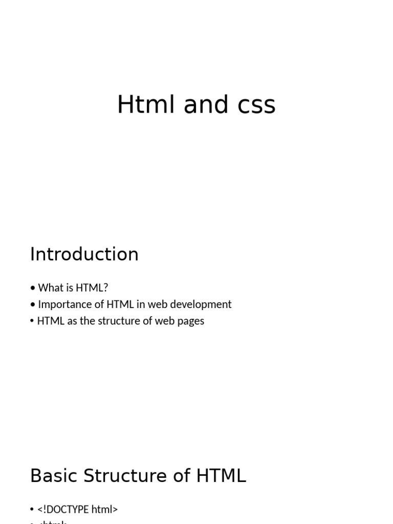 HTML and CSS Basics for Web Development | PDF