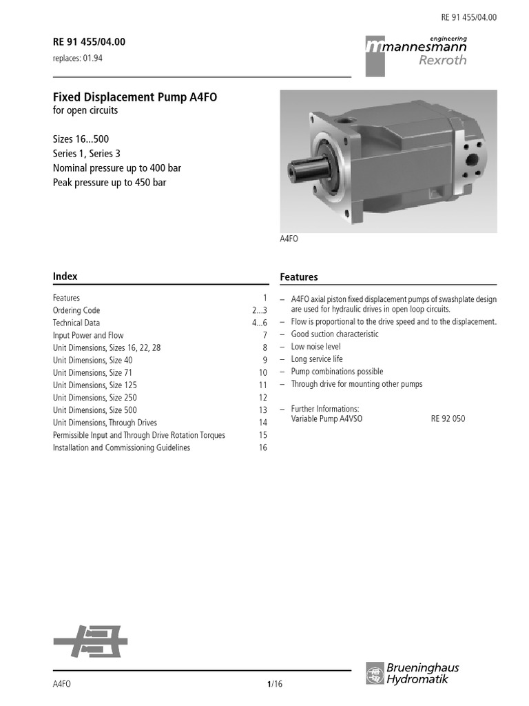 Re91455 - A4FO | PDF | Pump | Continuum Mechanics