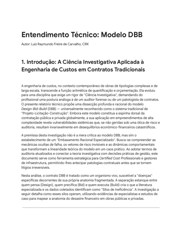 Análise Crítica do Modelo DBB em Custos | PDF | Despesa | BIM