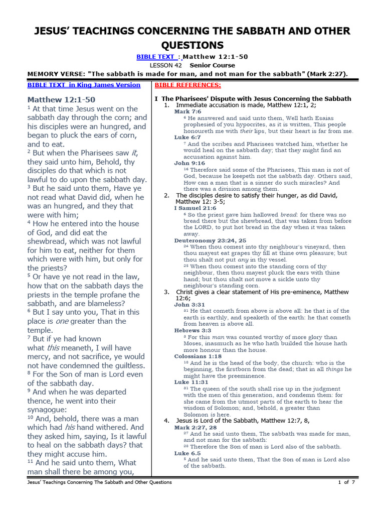 4 - 42S - Jesus' Teachings Concerning The Sabbath and Other Questions ...