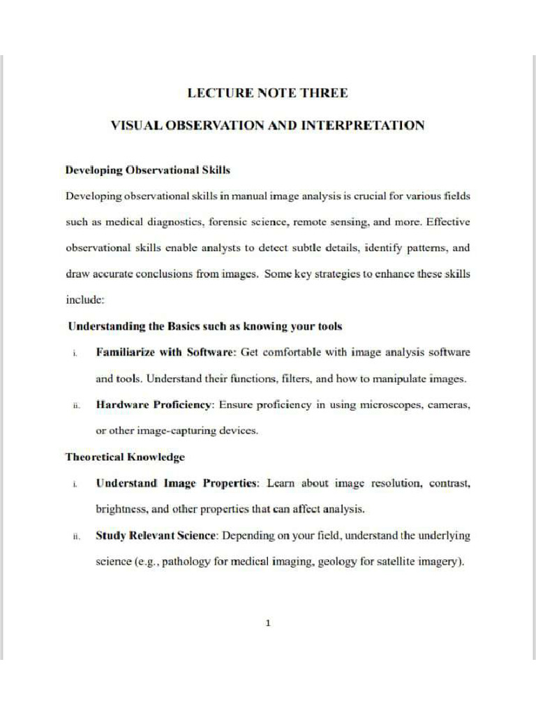 Visual Observation and Interpretation | PDF