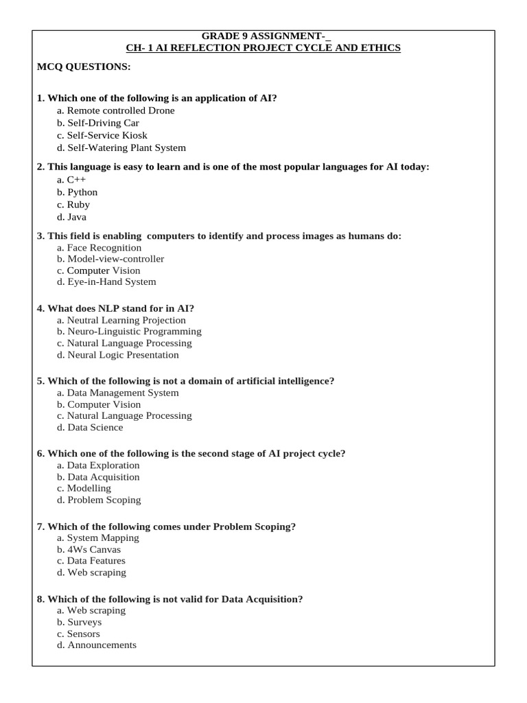 Grade 9 AI Reflection Project Guide | PDF | Artificial Intelligence ...