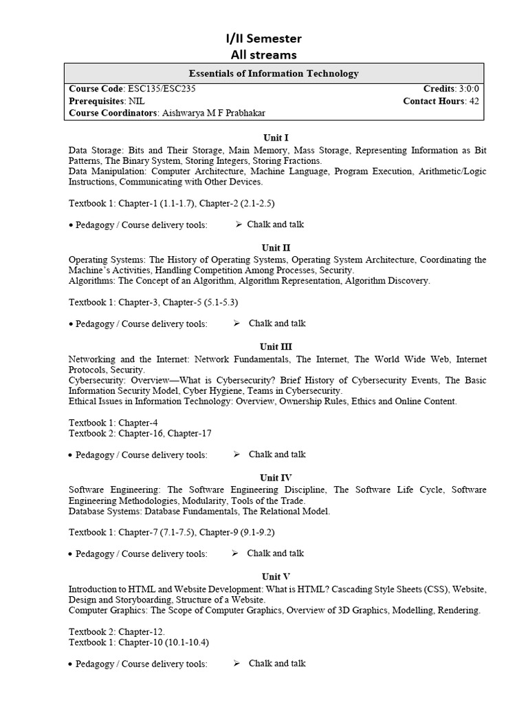 Information Technology Course Overview | PDF | Computer Data Storage ...