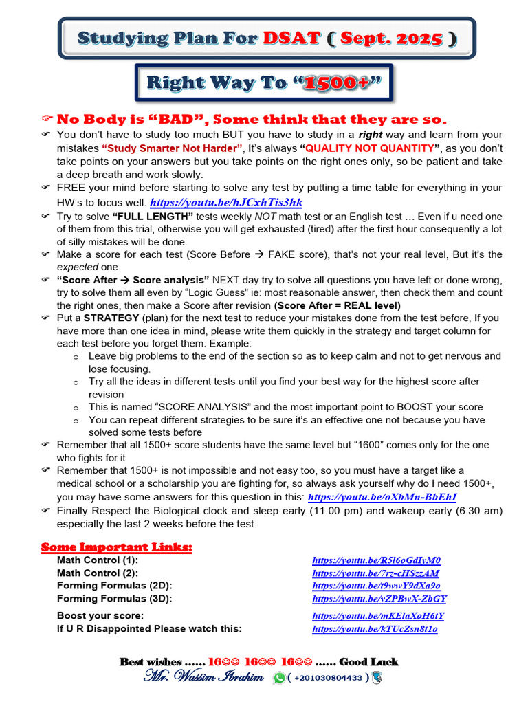 SAT Study Strategies for High Scores | PDF