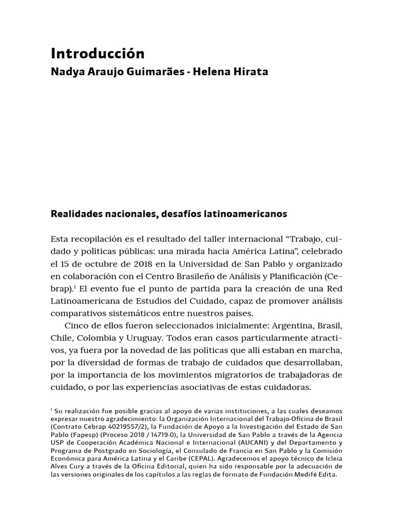 Cuidado y trabajo en América Latina | PDF | America latina ...