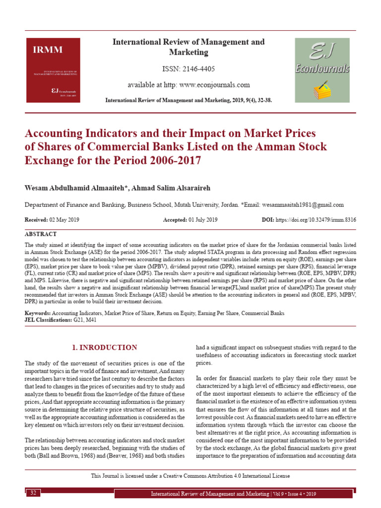Impact of Accounting Indicators on Stock Prices | PDF | P Value | Investing