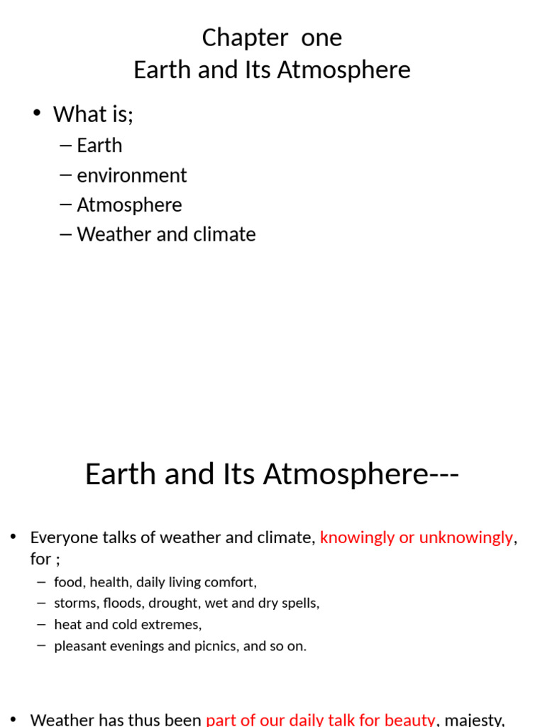 Earth Atmosphere: Weather & Climate Insights | PDF | Atmosphere Of ...