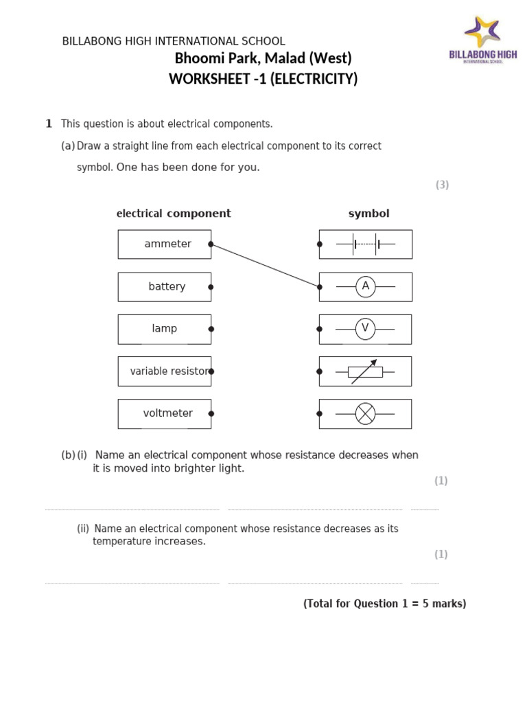 Electricity Worksheet for Students | PDF | Electrical Engineering ...