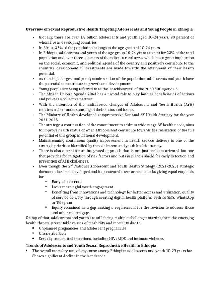 Adolescent Sexual Health Strategy in Ethiopia | PDF | Teenage Pregnancy ...
