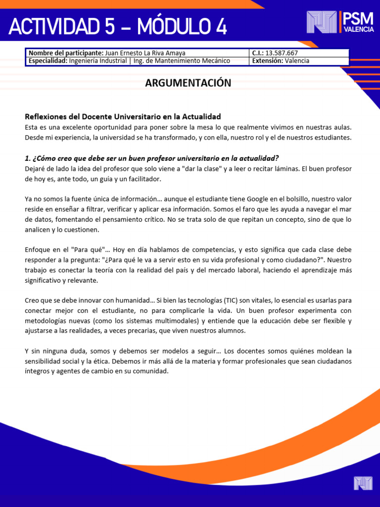 Actividad 5 - Modulo 4 | PDF | Maestros | Enseñando