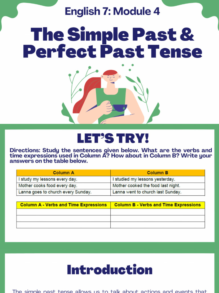 English 7 - Simple Past and Past Perfect Tense | PDF