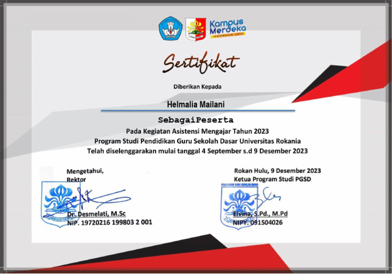 Sertifikat Mailani 2 | PDF