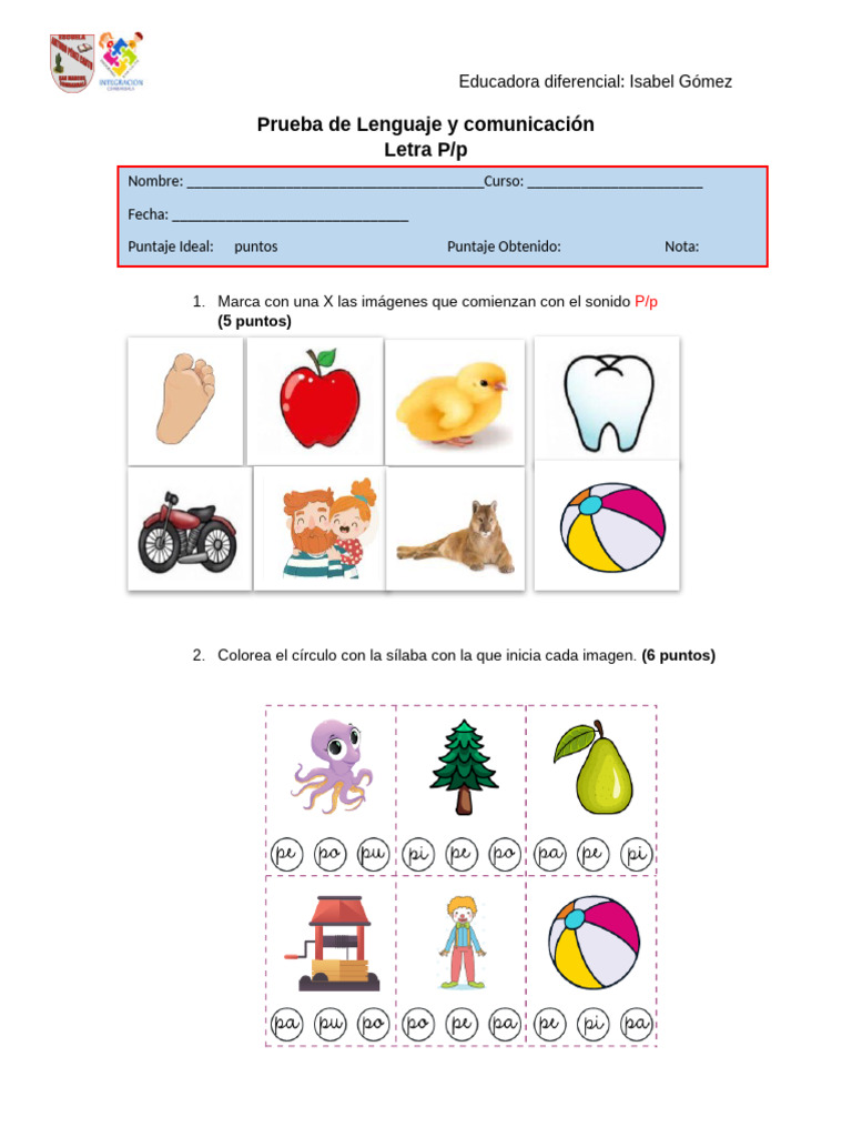 Actividades de Lenguaje para Inicial P/p | PDF