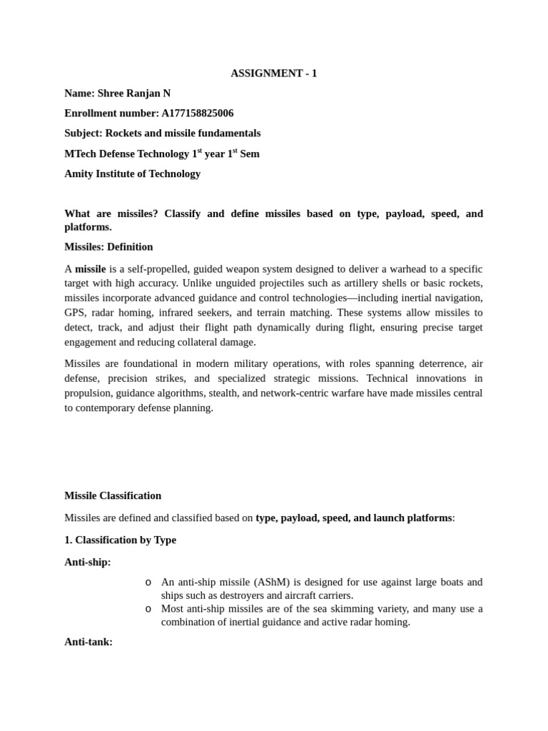 RMF Assignment | PDF | Missile | Projectile Weapons