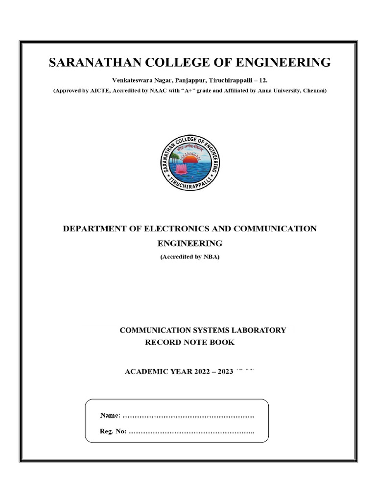 Ec3461 Communication Systems Lab Manual | PDF | Engineering | Sampling ...