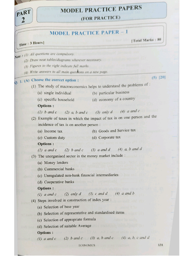 Economics Model Paper | PDF