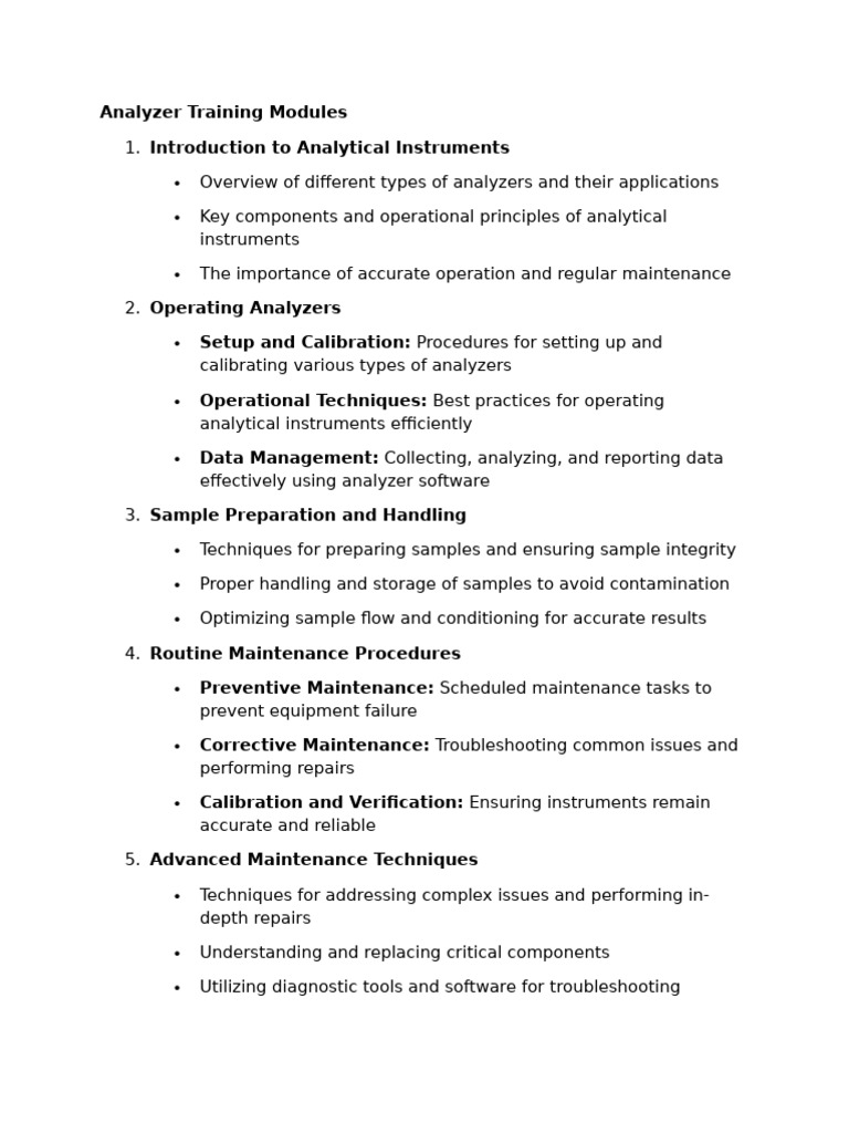 Analyzer Training Modules Pdf Troubleshooting