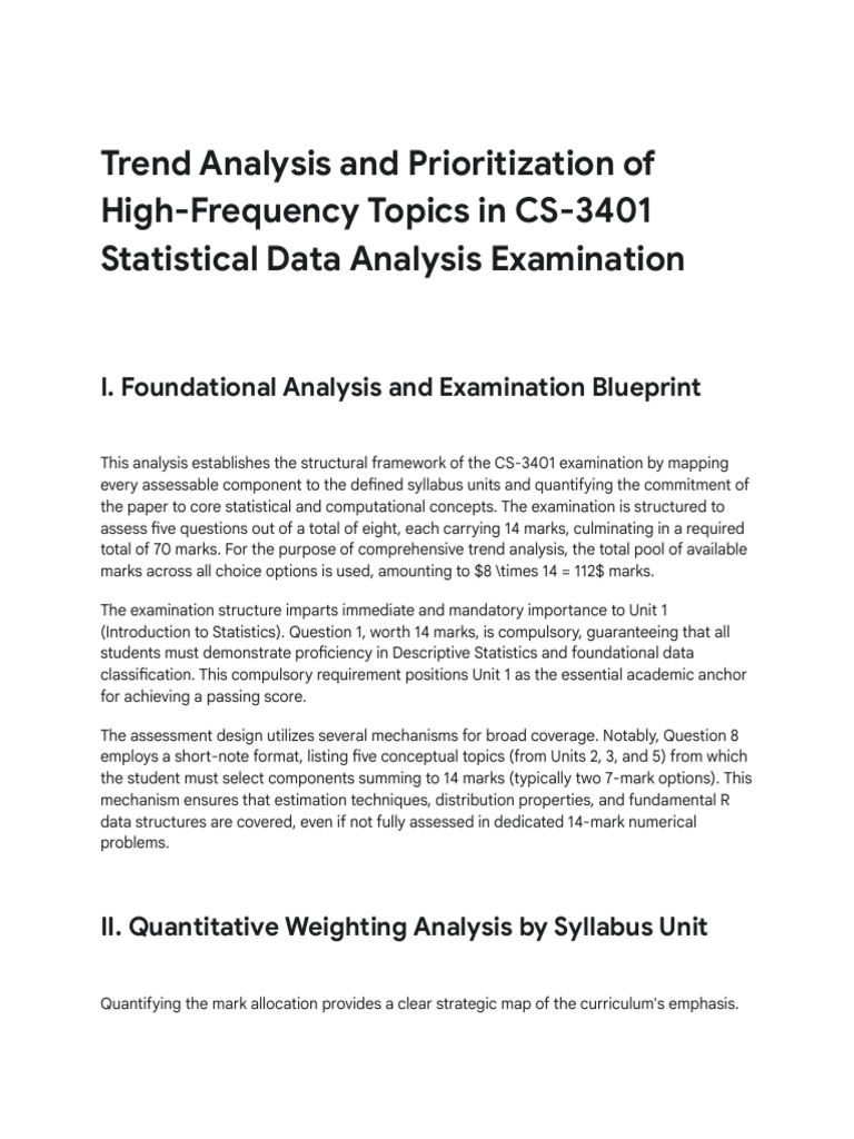 Syllabus-Based Question Paper Analysis | PDF | Statistics | Probability ...