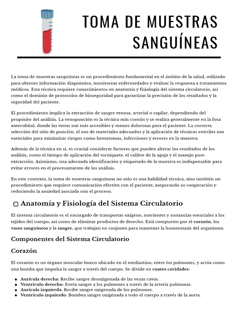 MATERIAL DE LECTURA OBLIGATORIO TOMA DE MUESTRAS SANGUÍNEAS | PDF ...