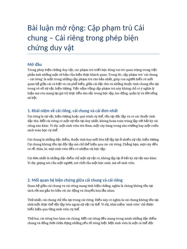 Bai Luan Mo Rong Cai Chung Cai Rieng | PDF