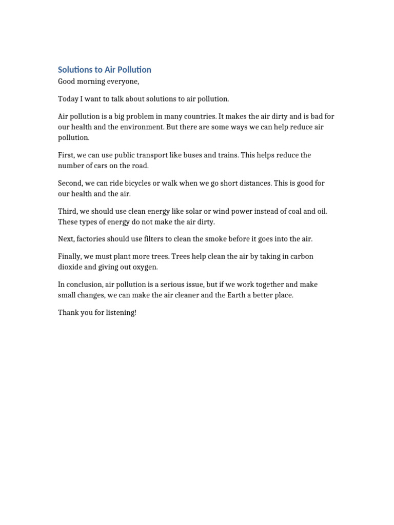 Solutions To Air Pollution | PDF