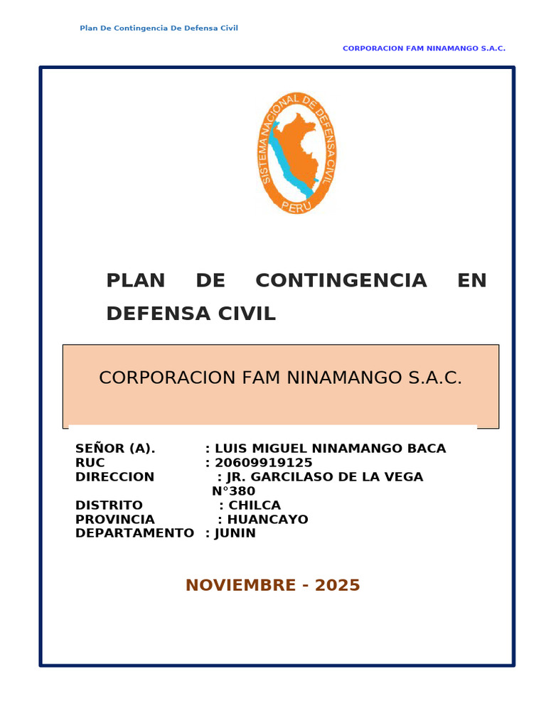 Plan de Contingencia en Defensa Civil | PDF | Defensa Civil | Valores