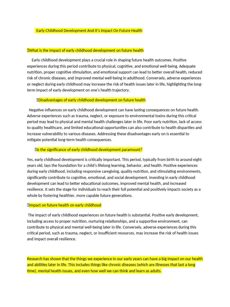 Early Childhood Uni Project-WPS Office | PDF | Child Development ...