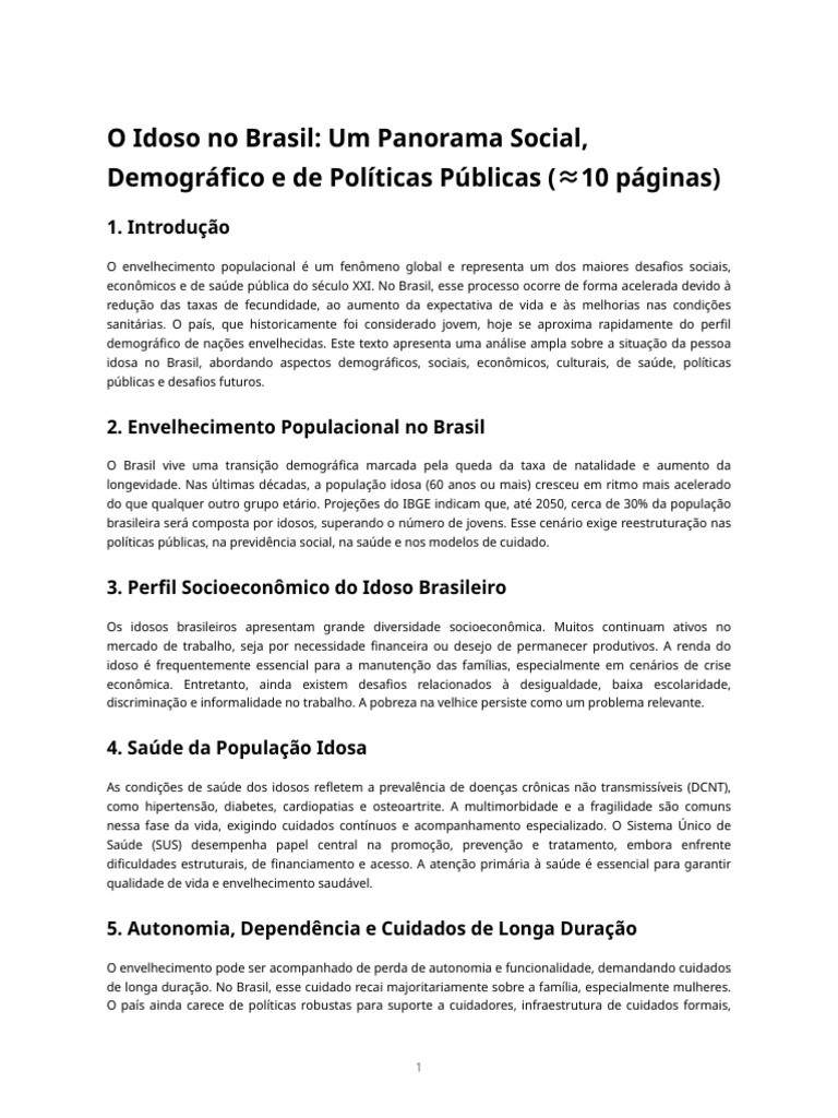 Desafios e Políticas para Idosos no Brasil | PDF | Envelhecimento ...