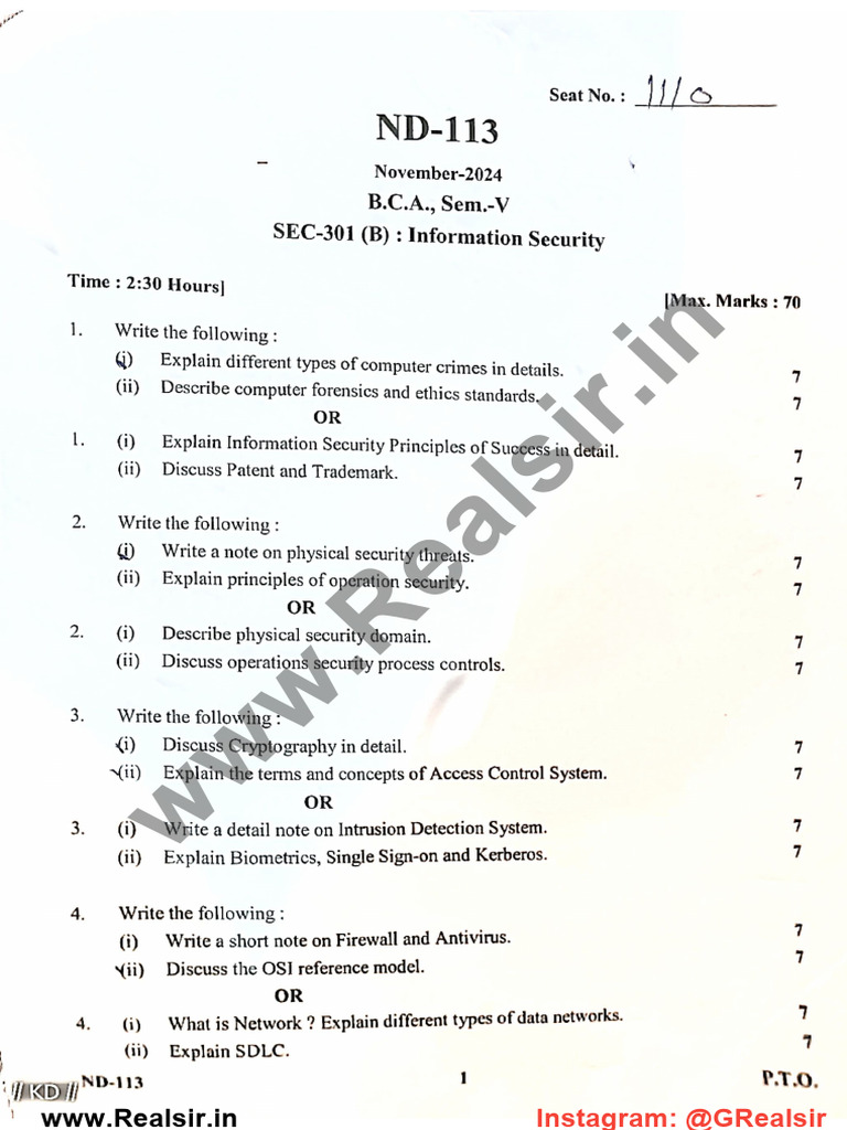 SEC-301 B - Information Security - 2024 | PDF