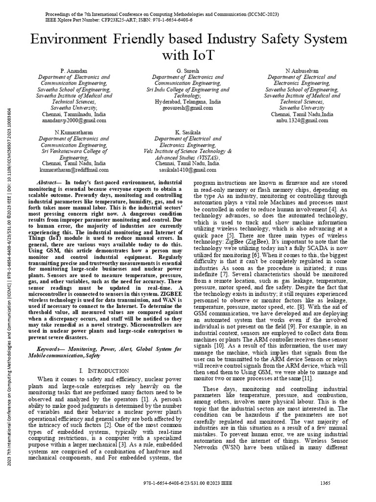 IoT-Based Industrial Safety System | PDF | Internet Of Things ...