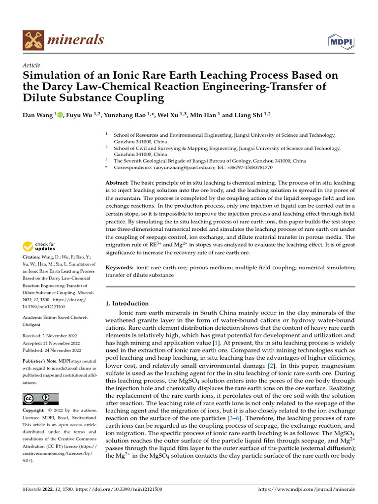Ionic Rare Earth Leaching Simulation | PDF | Soil | Salt (Chemistry)