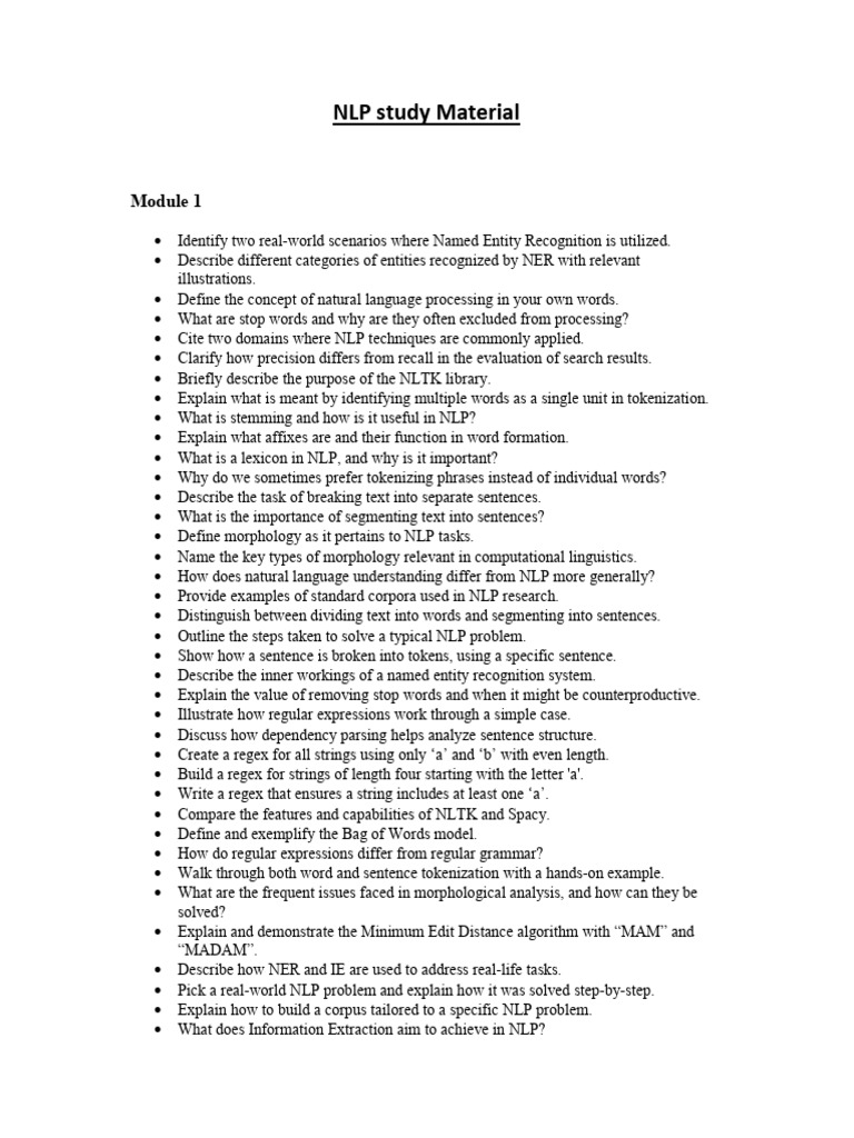 Comprehensive NLP Study Guide | PDF | Regular Expression | Cognitive ...