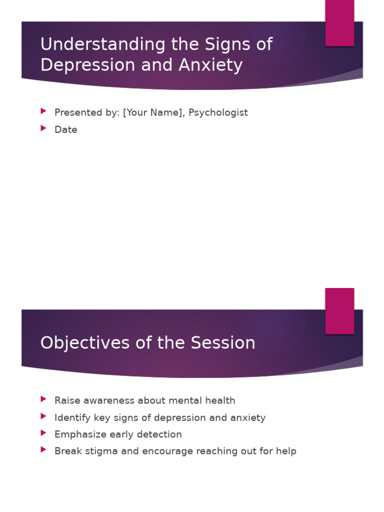 Signs of Depression and Anxiety Explained | PDF | Anxiety | Major ...
