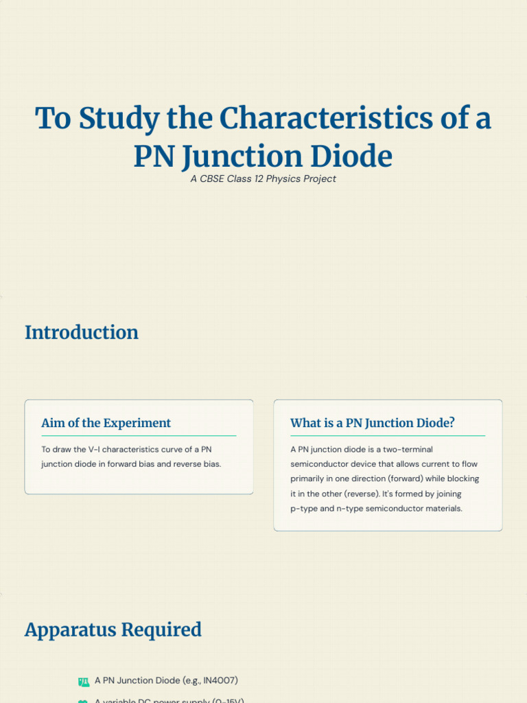 PN Junction Diode V-I Characteristics Study | PDF | P–N Junction | Diode