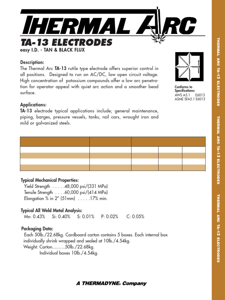 TA13 Electrode | PDF | Welding | Construction