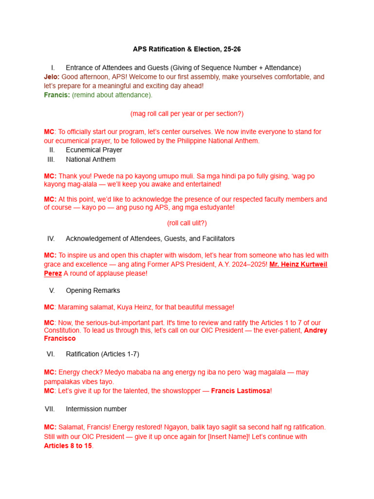 APS Ratification & Election, 25-26 | PDF