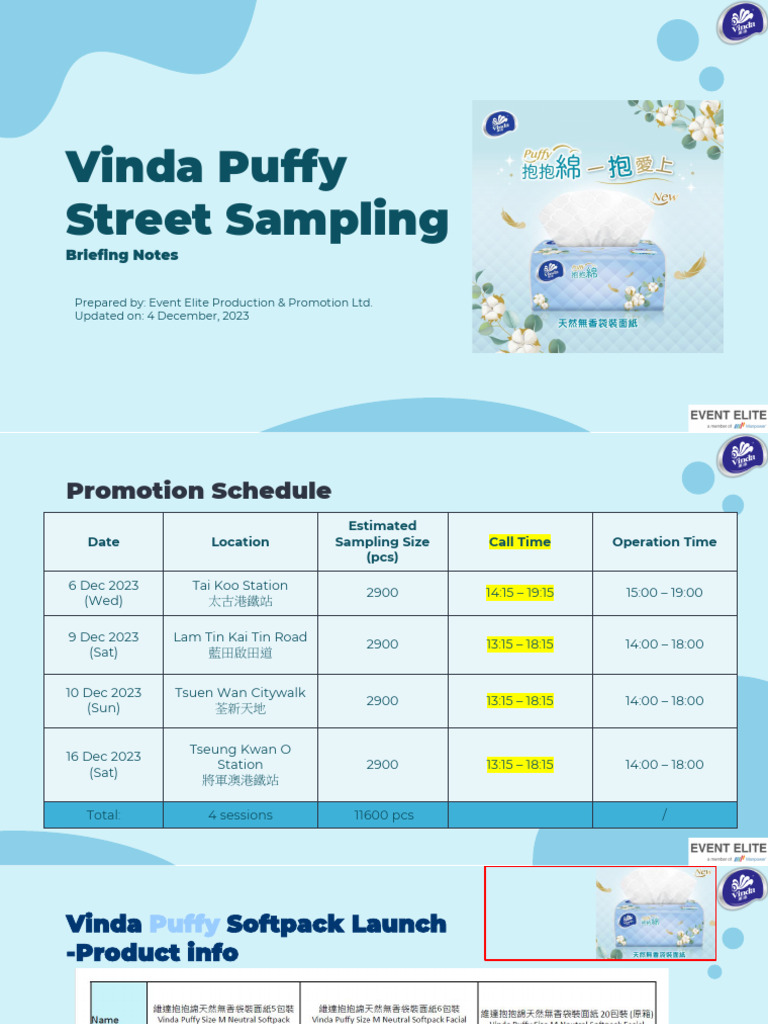 Vinda Puffy Street Sampling - Breifing Notes - Dec | PDF