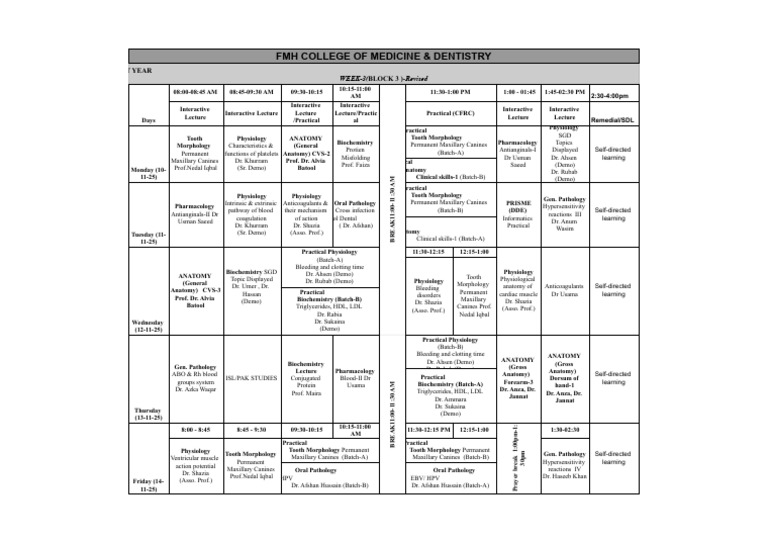 Planner Week 3 (Block 3) Revised | PDF | Medical Specialties | Biology