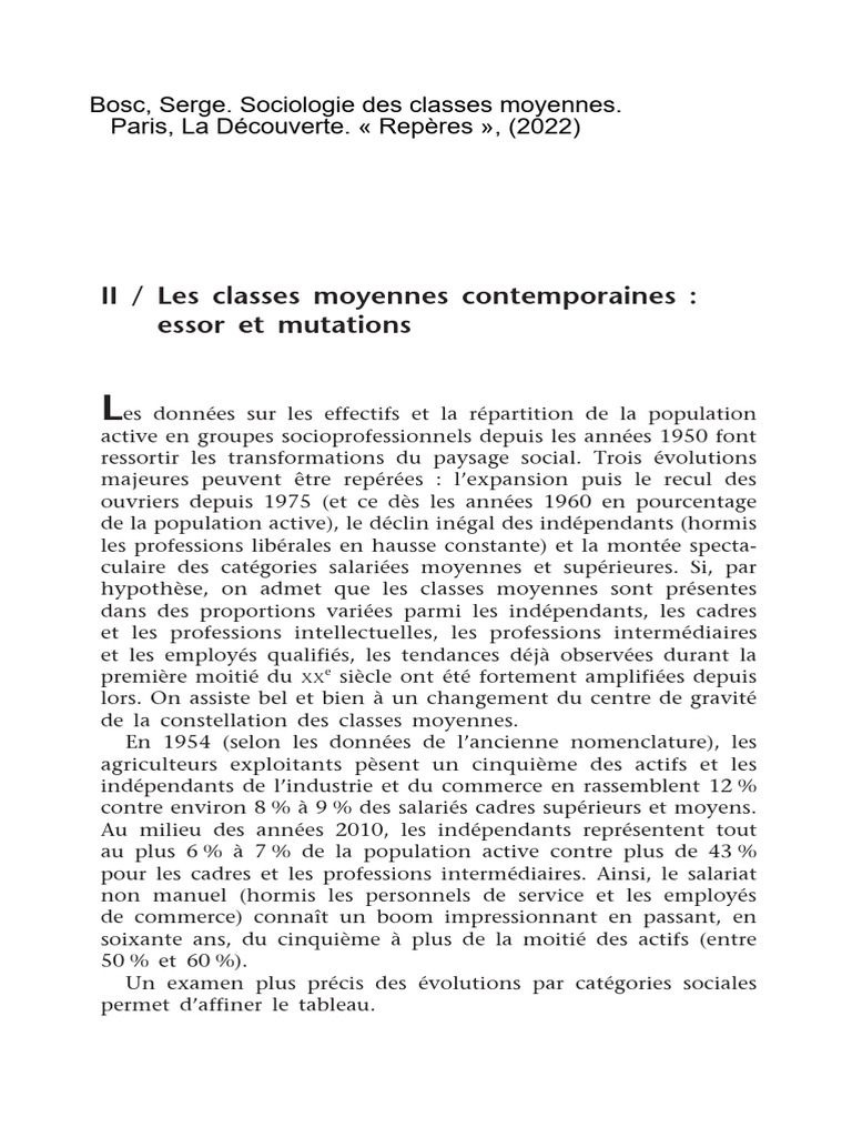 Évolution des classes moyennes en France | PDF | État-providence | Revenus