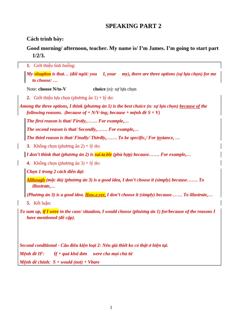 Speaking Part 2: Choosing Options | PDF
