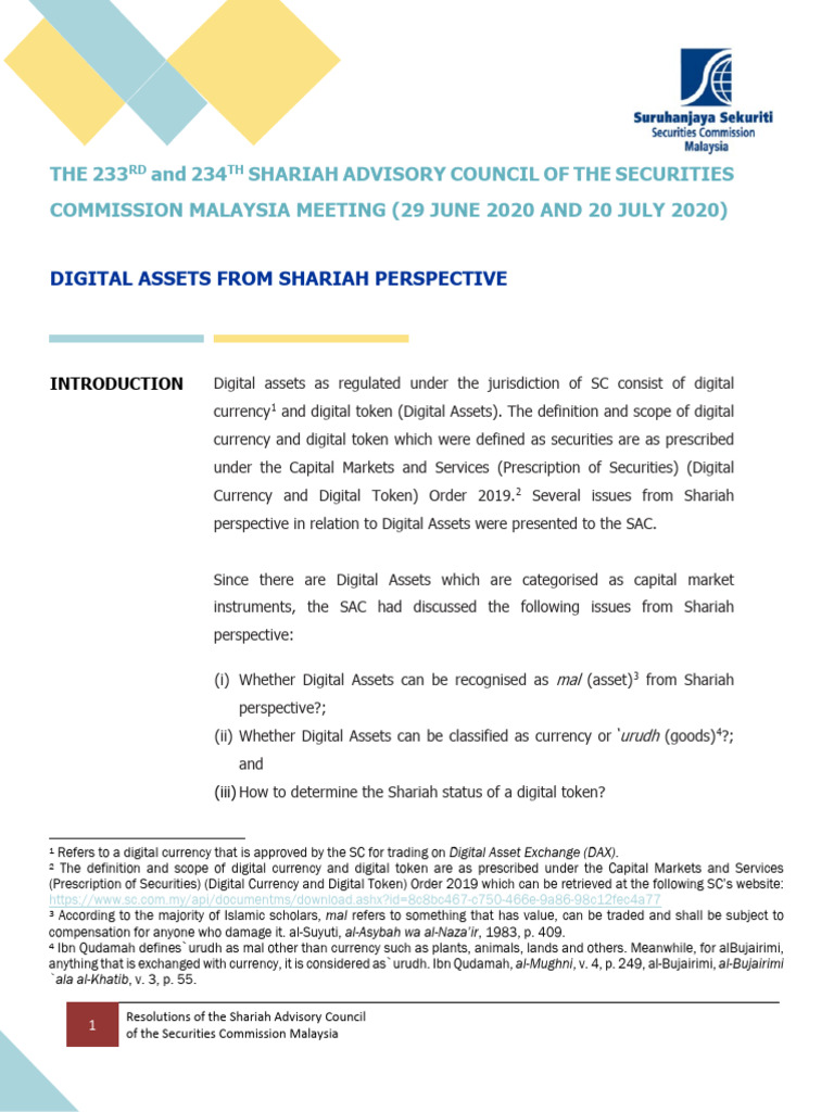 Shariah Resolutions on Digital Assets | PDF | Currency