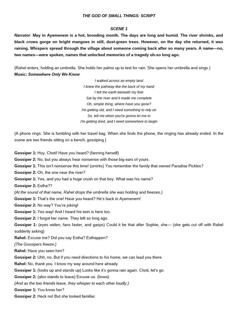 God of Small Things Script Excerpt | PDF