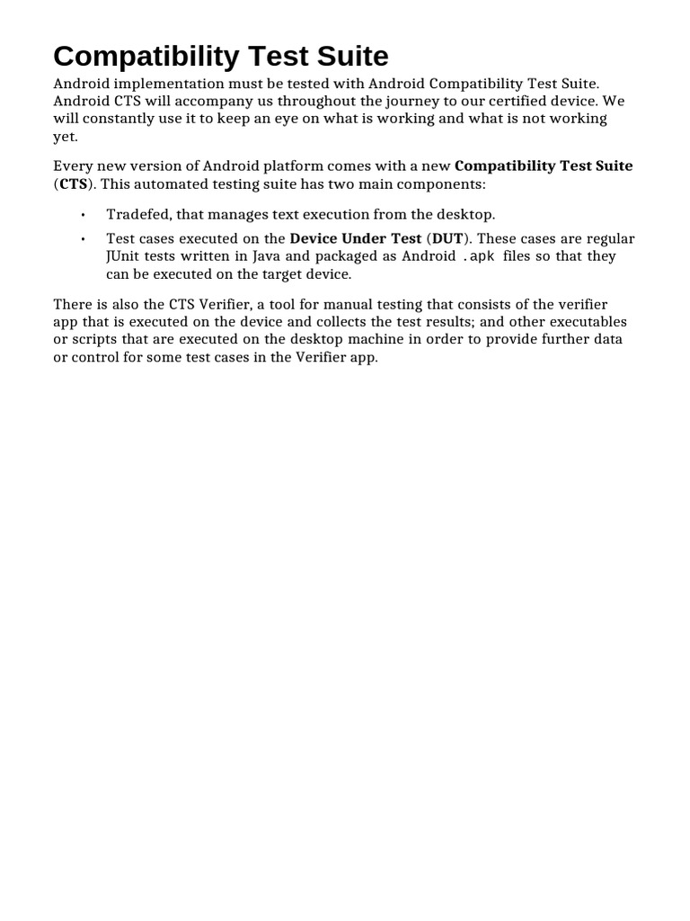 Android Compatibility Test Suite Overview | PDF | Android (Operating ...