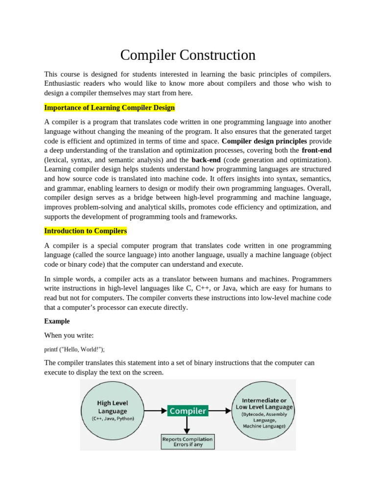 Introduction to Compiler Design Principles | PDF | Compiler | Source Code