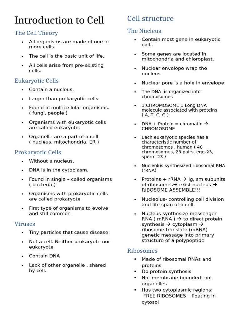 Overview of Cell Types and Structures | PDF | Cell (Biology) | Cell Nucleus