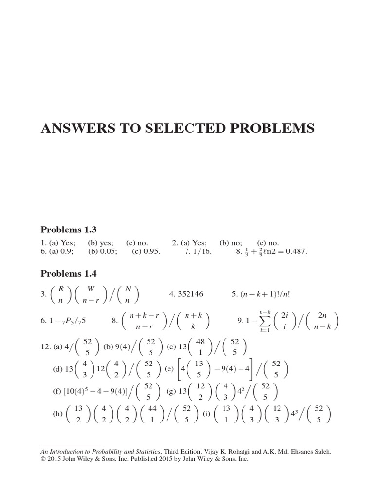 Selected Problems Solutions in Statistics | PDF | Mathematical Analysis ...